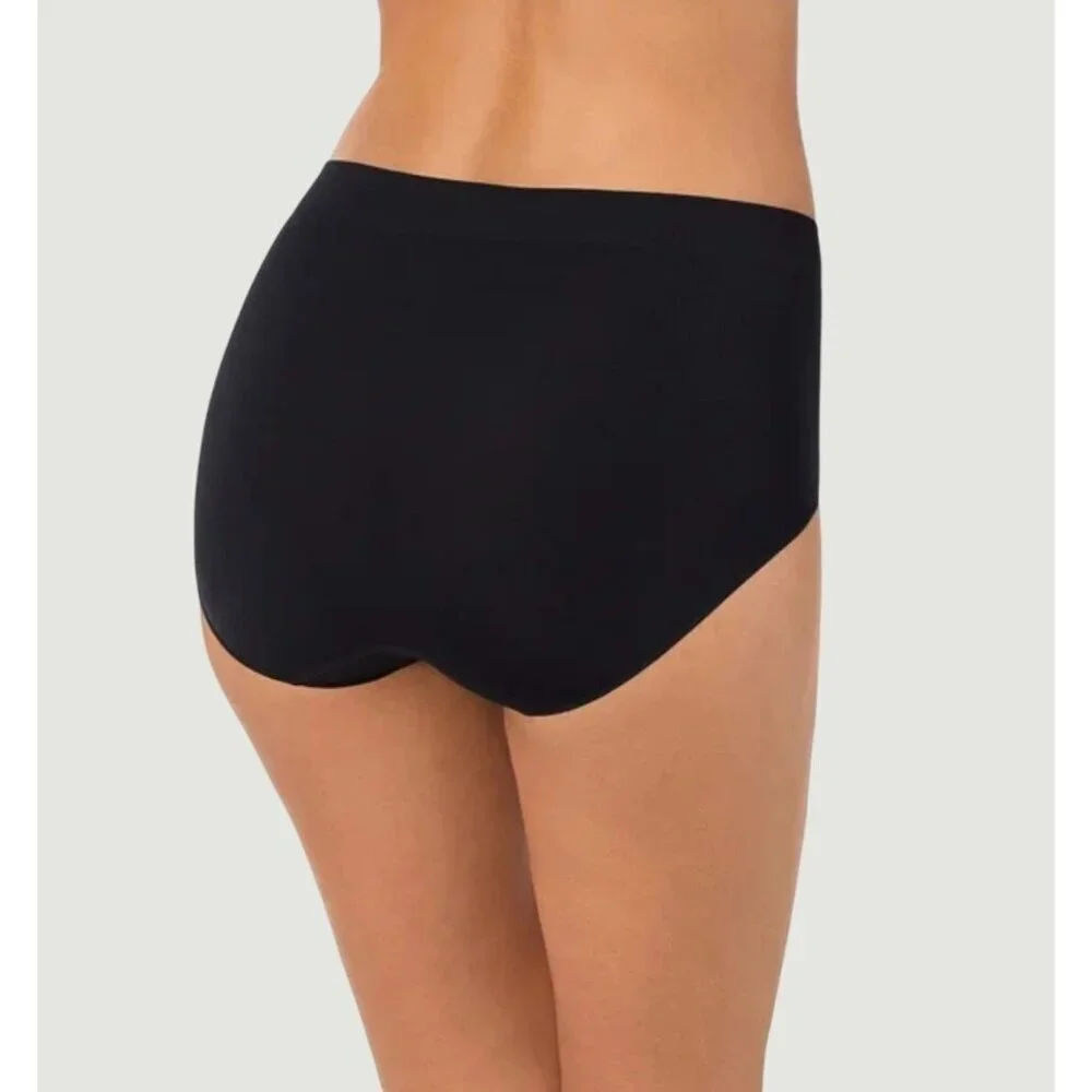 Carole Hochman Women's XL Seamless Briefs 5-Pack Silky Soft Beige & Black h1961